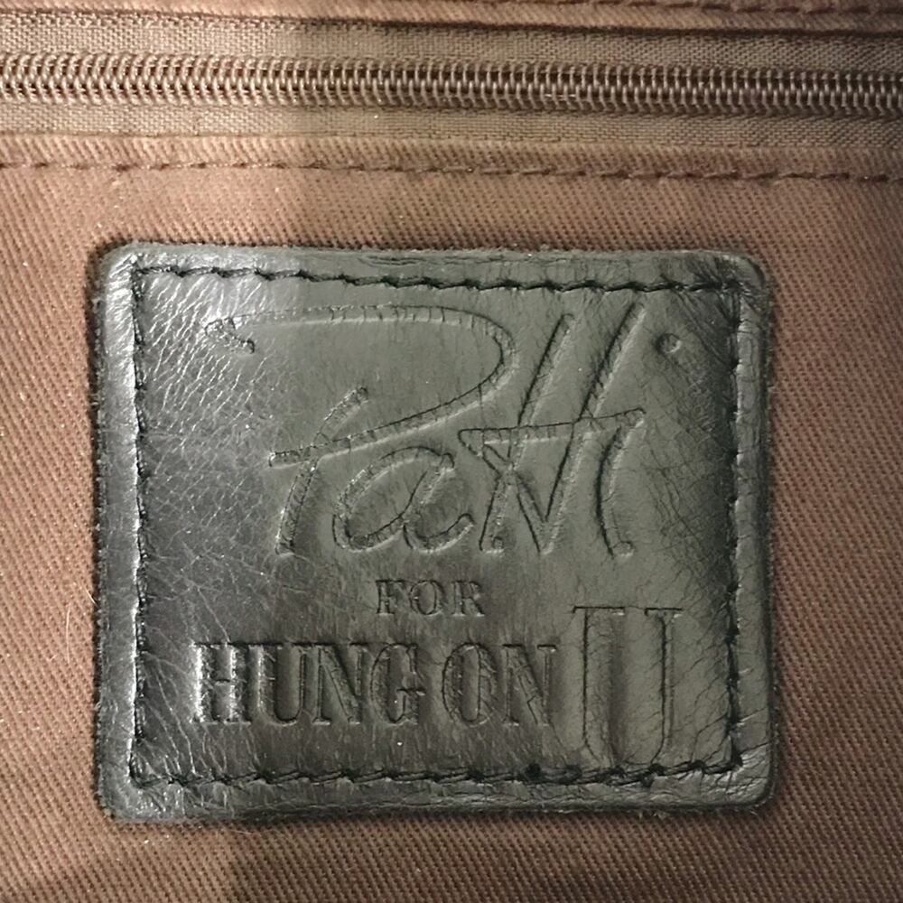 Patti Hansen for HUNG ON U Tan Leather Bronze Studded Cross Body Sling Bag Cross - Picture 2 of 16